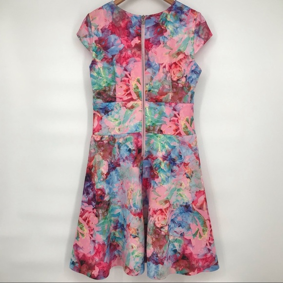 Vibrant, Colorful Stretch Floral Dress - Picture 6 of 13